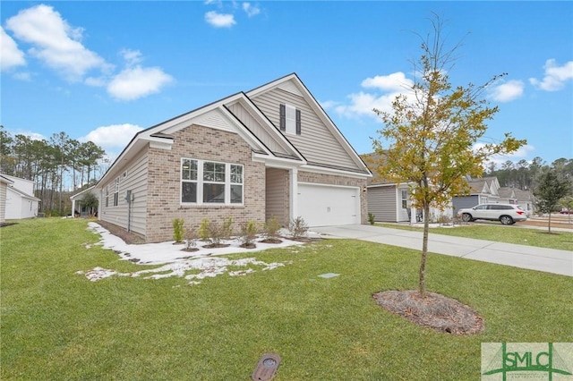 view of front of home featuring a garage and a front yard