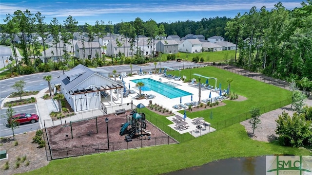 birds eye view of property featuring a residential view