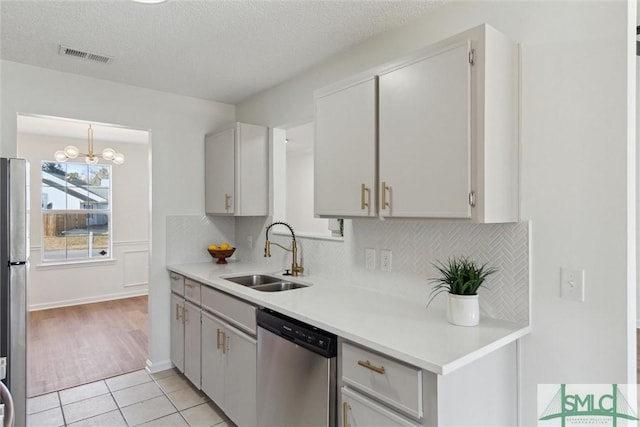 kitchen featuring backsplash, stainless steel appliances, sink, and white cabinets