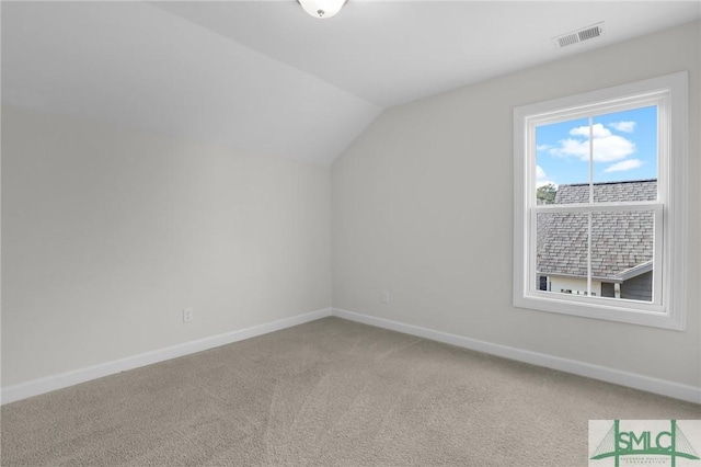 additional living space featuring carpet and lofted ceiling