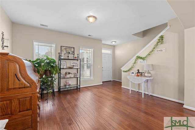 entrance foyer with dark wood-type flooring