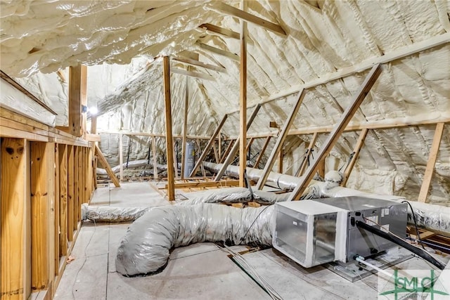 view of unfinished attic