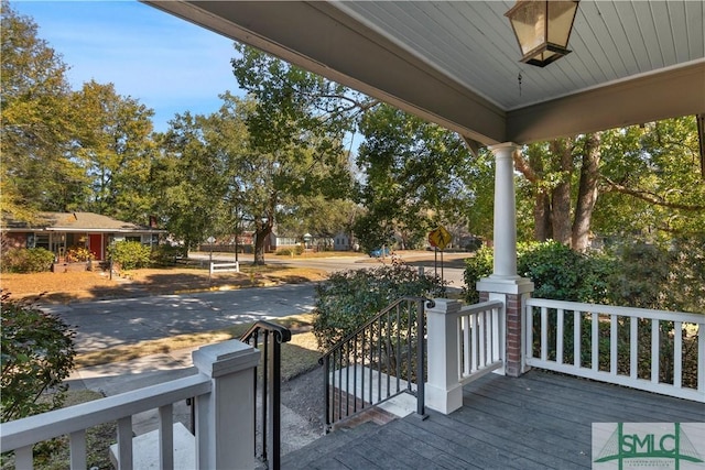 wooden deck with a porch