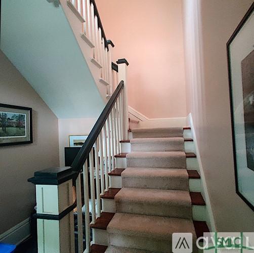 stairs with a towering ceiling