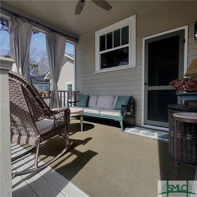 view of patio with ceiling fan