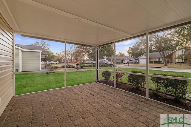 view of unfurnished sunroom