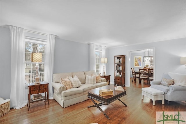 living room featuring light hardwood / wood-style floors