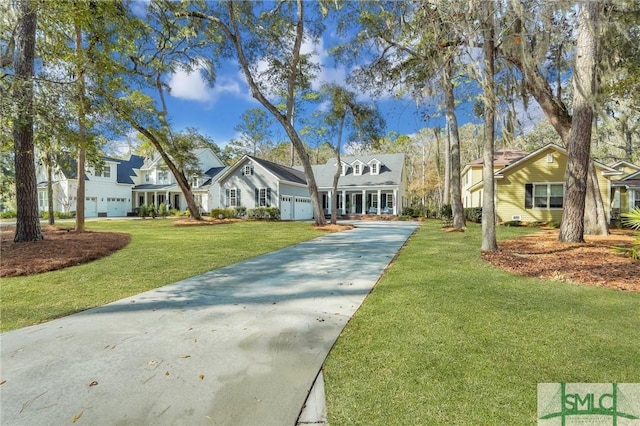 view of front facade featuring a garage and a front yard