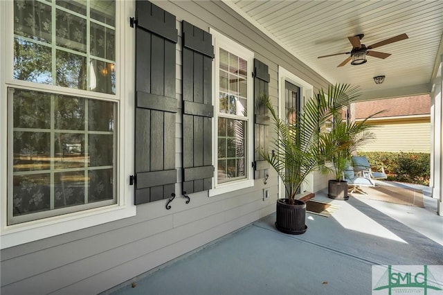 view of patio / terrace with ceiling fan