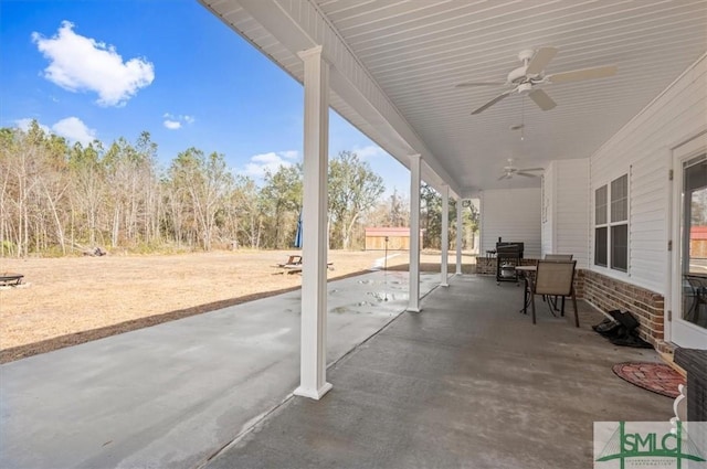 view of patio / terrace with ceiling fan