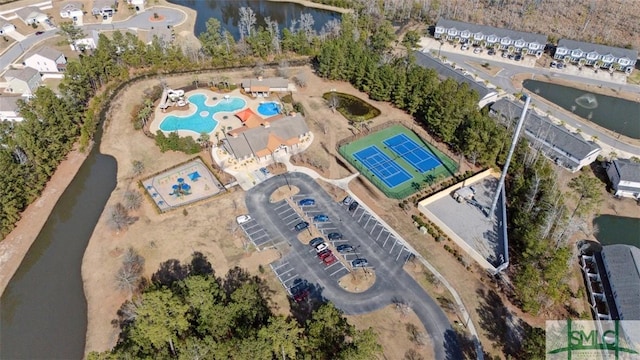 bird's eye view featuring a water view