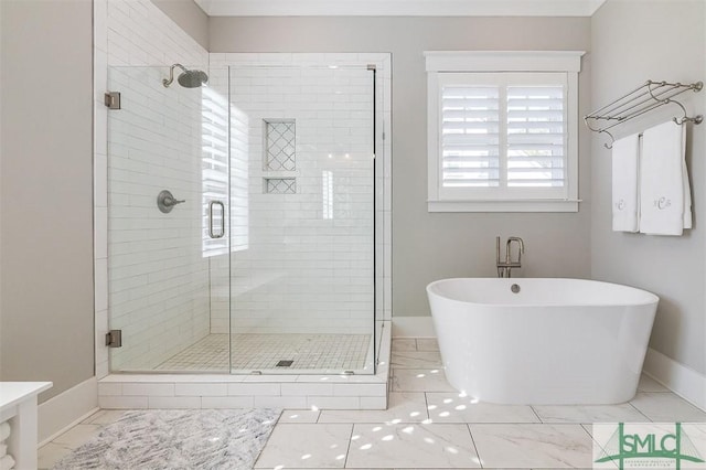 bathroom with independent shower and bath