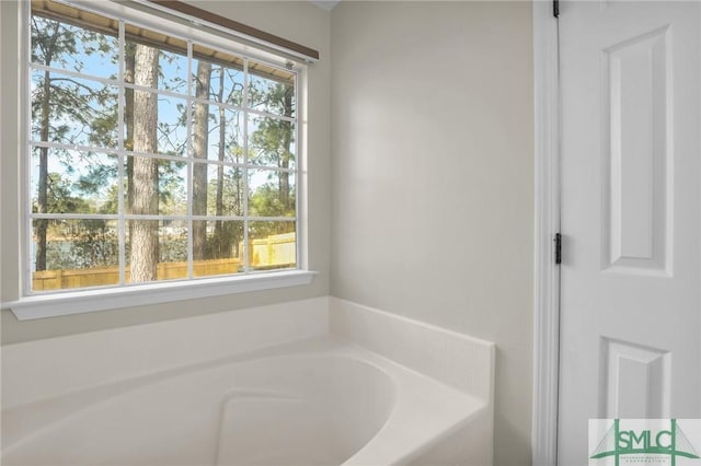 bathroom with a healthy amount of sunlight and a bath