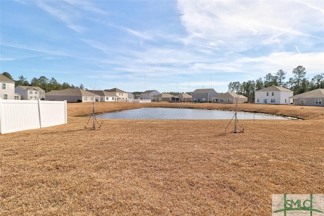 view of yard with a water view