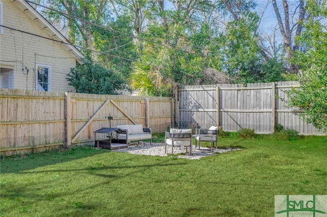 view of yard with an outdoor hangout area and a patio area