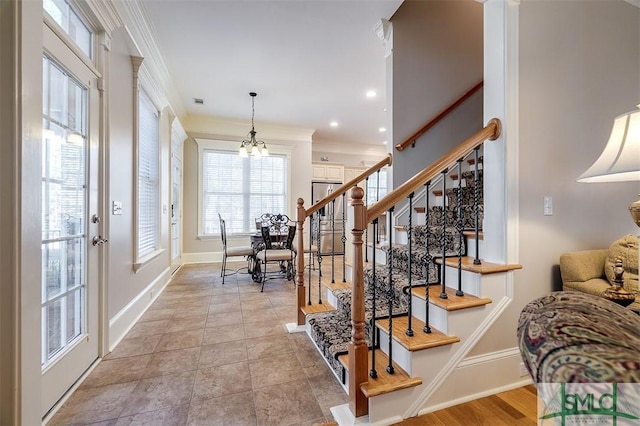 interior space featuring ornamental molding