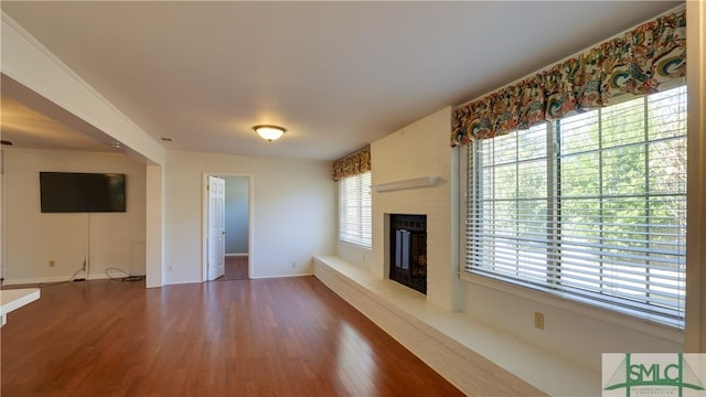 unfurnished living room featuring wood-type flooring