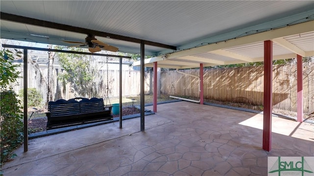 view of patio / terrace featuring an outdoor hangout area and ceiling fan