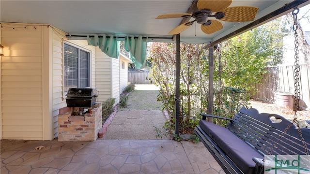 view of patio / terrace featuring grilling area and ceiling fan