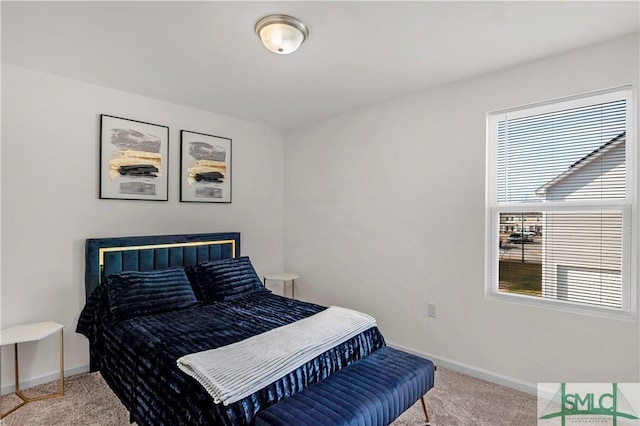 bedroom with carpet floors and multiple windows