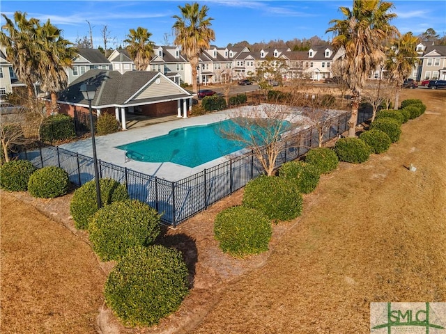 view of swimming pool with a patio area