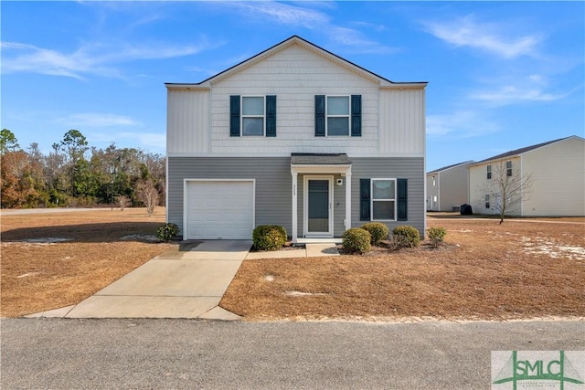 view of front property with a garage