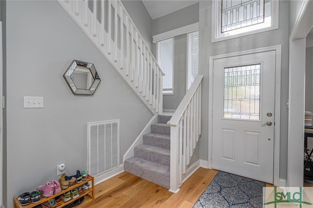 entrance foyer with wood-type flooring