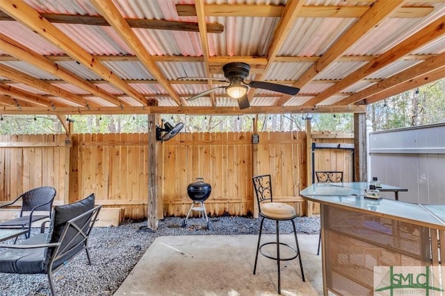 view of patio / terrace with ceiling fan