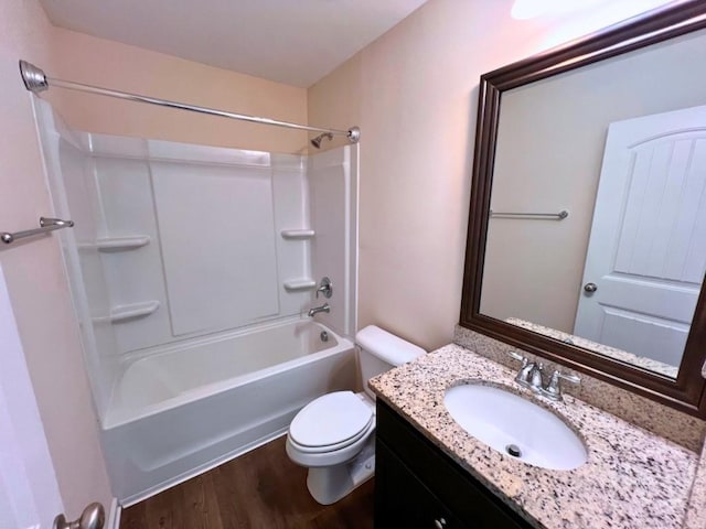 125 Grimsby Rd, Savannah, GA 31407 - bathroom featuring wood finished floors, vanity, toilet, and shower / bathtub combination
