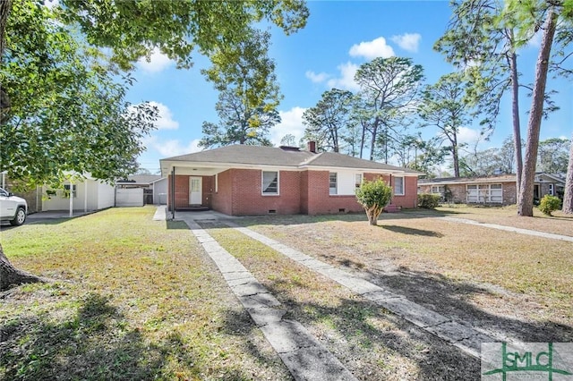 single story home with a carport and a front lawn