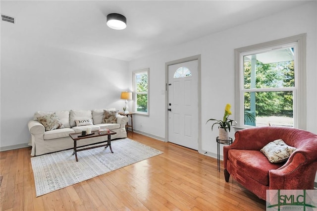 living room featuring light hardwood / wood-style flooring