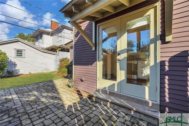 view of patio / terrace featuring french doors