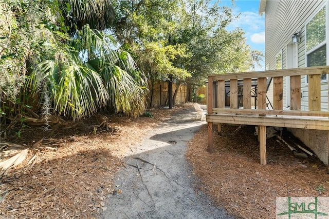 view of yard featuring a deck