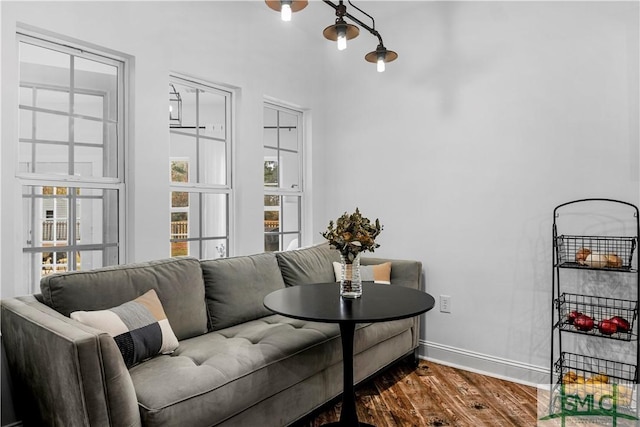 living room featuring dark hardwood / wood-style floors