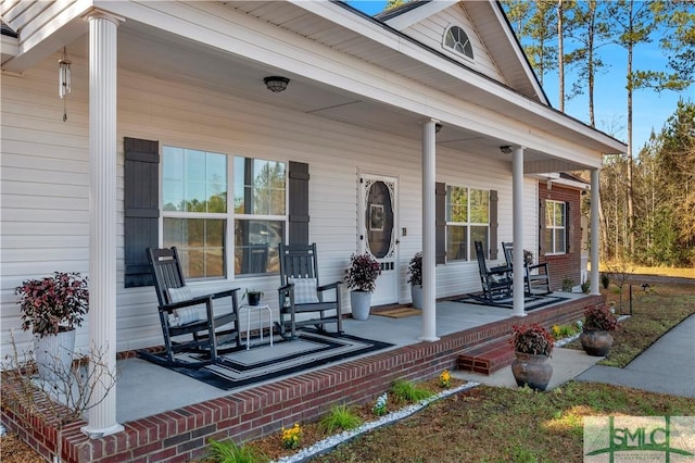 exterior space with covered porch