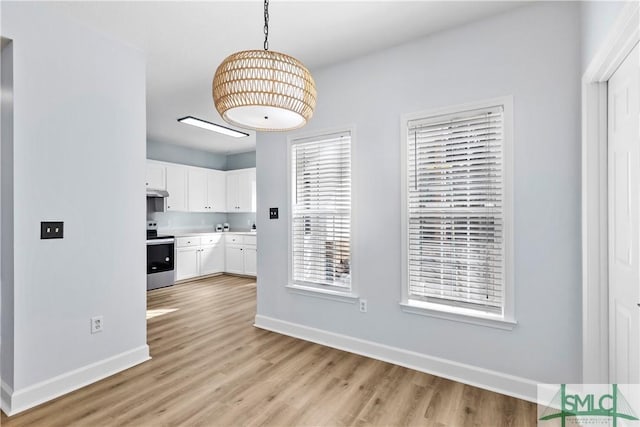 interior space with light hardwood / wood-style flooring