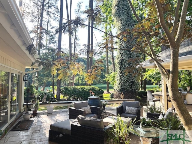 view of patio with an outdoor hangout area