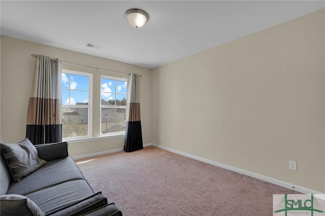 living room with light carpet