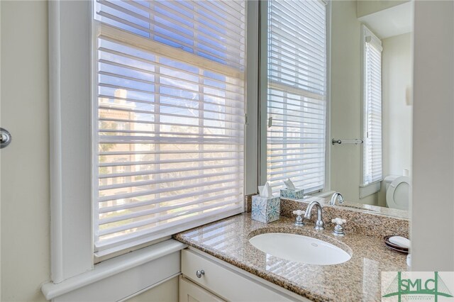 bathroom with vanity and toilet