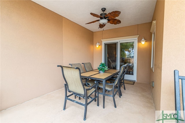 view of patio / terrace featuring ceiling fan