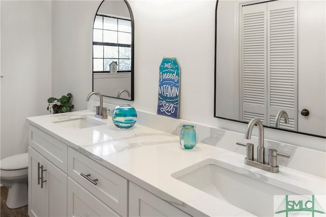 bathroom featuring vanity and toilet