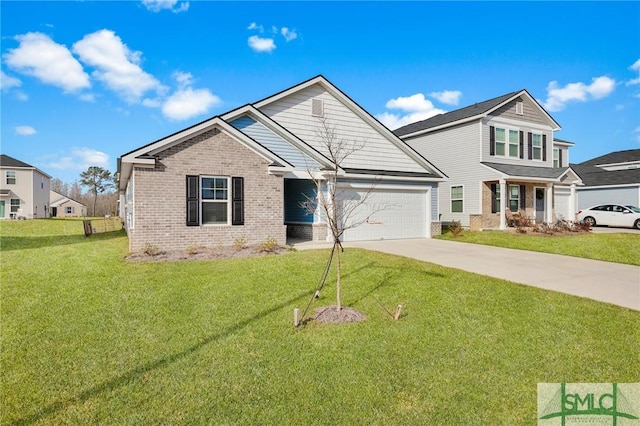 view of front of house with a garage and a front yard