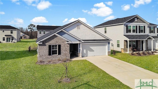 view of front of home featuring a garage and a front lawn