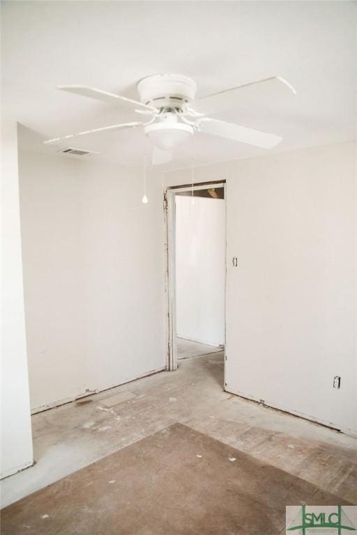 spare room featuring ceiling fan