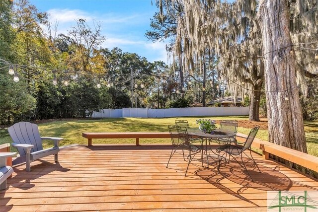 wooden deck with a yard