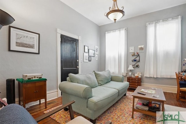 living room featuring hardwood / wood-style floors