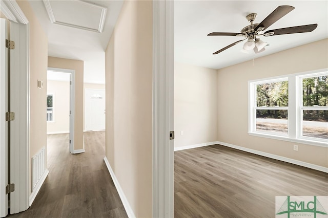 hall featuring dark wood-type flooring