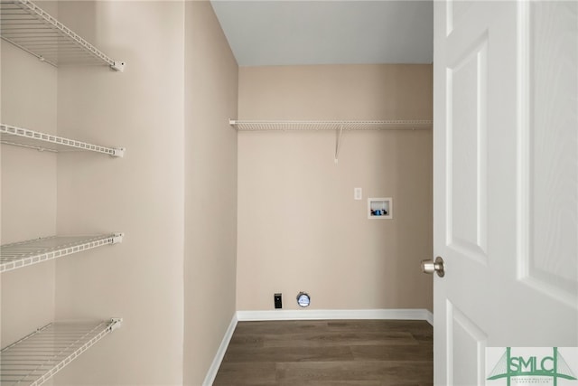 laundry area with washer hookup and dark wood-type flooring