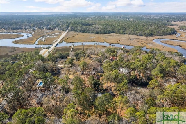 bird's eye view featuring a water view