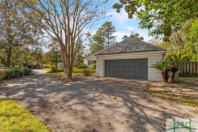 view of garage